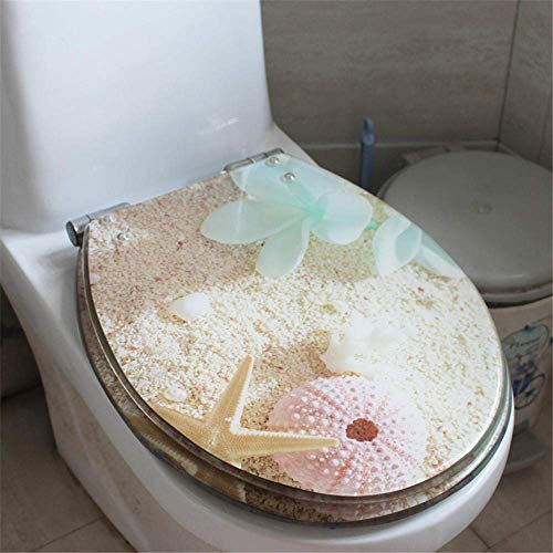 WC-Sitz mit Absenkautomatik aus Kunstharz, WC-Deckel in verschiedenen Designs, stabile Qualität, einfache Montage, Kleiner Fisch (Sunbeach)