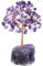 Pasdrucn Arbre De Vie Pierre Naturelle, Arbre De Vie Decoration, Accessoires De Décoration Intérieure, Arbre Cristal Sept Chakra Gemme Feng Shui Figurine Argent Bonsaï (Améthyste)