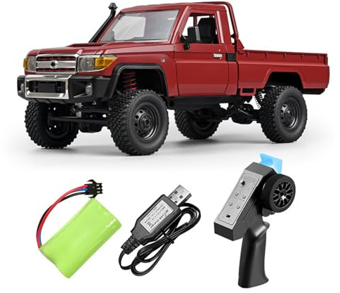 Hylukon Remote Control Car, 1:12 Scale RC Off-Road Pickup for Teens Adults,4WD RC Trucks 2.4Ghz Rechargeable Remote Control Rock Crawler Car Toy with Controllable Headlights (Red)