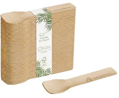 DeinPack 150 Eislöffel Papier 9,5cm | Umweltfreundlicher Eisportionierer I Biologisch abbaubare Eislöffel I Papierlöffel Einweg I Nachhaltig I Eiscreme Löffel | Dessertlöffel