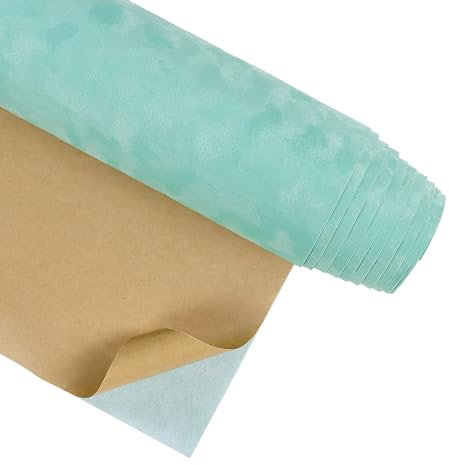 CRE8TIVE Mint Green Velvet Peel and Stick Wallpaper Felt Fabric Floral Thick Wallpaper Vinyl Wrap for Furniture Velvet Drawer Liners Jewelry Girls Bedroom Wallpaper Cabinet Living Room 30cm x 200cm