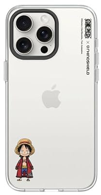 RhinoShield Crystal Clear Case kompatibel mit [iPhone 15 Pro Max] | Fortschrittliche Vergilbungsresistenz, Hohe Transparenz, Transparente Schutzhülle - Schwarz [One Piece/Luffy SD]
