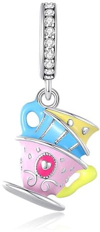 Doyafer 925 Sterling Silver Charm, Tea cup pendant, Women'S Bracelet Charm Bead, Necklace Pendant As A Birthday Gift For Friends And Family