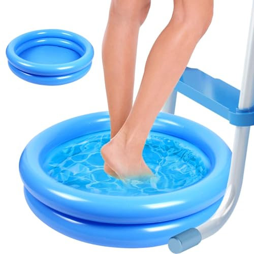 QmjdDymx Inflatable Foot Bath, Pool Foot Bath Round Portable Foot Soaking Inflatable Pool Foot Bath Basin For Above Ground, Foot Tub For Pool Entry Ladder, Foot Bath For Beach Blue 23.6x23.6x4.7