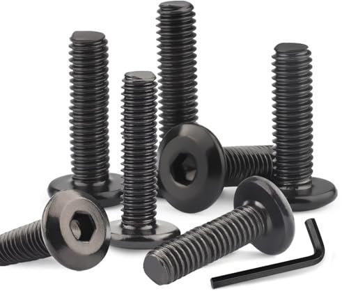 Plstod 40 Pièces Vis M5 X 16mm, Vis à Tête Plate à Six Pans Creux, Vis Inox, Filetage Complet Noire Oxydée avec Clés Hex