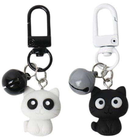 KASFDBMO Lovely Animal Cat Keychain with Bell Pendant Keyring Fashionable Accessory for Women Handbag Backpack and Purse Decors