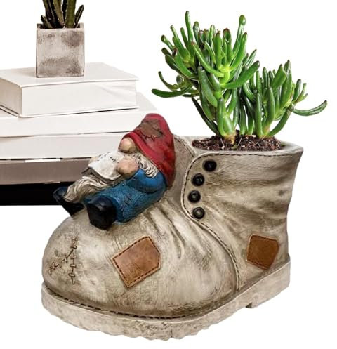 Cowboy-Stiefel-Blumentopf, Cowboy-Schuh-Übertopf,Cowboy-Schuh-Blumentopf | Gartenzwerg-Gartendekoration Aus -Kunstharz, Vintage-Stiefel-Pflanzbehälter Mit Ablaufloch Für Den Innen- Und Außenbereich