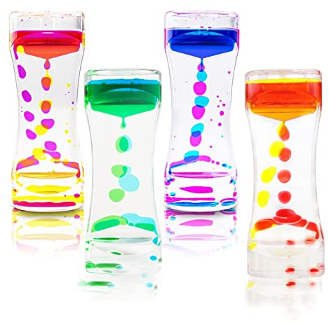 Sablier Liquides Jouets Sensoriels pour Enfants Adultes, Lampe à Lave Colorés, Motion Bubbler Fidget Jouet pour Activité, Relaxation, Anxiété, Autisme, TDAH, Bureau à Maison (4 Pack)