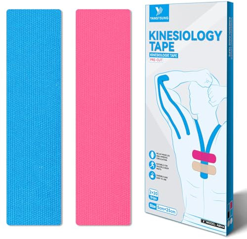 YANGTSUNG kinesiologie Tape(25cmx5cm), Profi Physio Tape Vorgeschnitten, Wasserfestes und Elastisches Sport Muskel Tapes, Medizinisches Tape für Schulter, Knieschmerzen, Ellenbogen