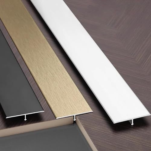 Raouoae Bande De Transition De Porte En Aluminium 90cmx3 - Séparateur De Sol En T Pour Stratifié, Parquet - Rail Durable Pour Une Finition Parfaite Et Douce Sur Toutes Les Surfaces - Idéal Pour Rénova