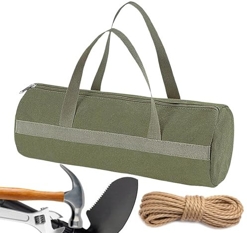 Canvas Tent Peg Bag, Strong Tent Peg Bag, Tool Organiser, Tool Bag with Large Capacity and Zip, Tent Pole Pegs, Storage Bag, Camping Accessories