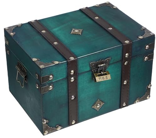 BESTOYARD Vintage-Schatztruhe Aus Holz Grüne Andenkenbox Schatzaufbewahrungsbox Schmuckkästchen Für Schmuckperle