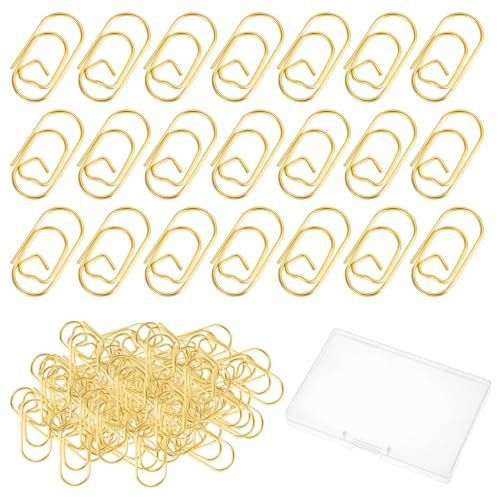 100 Stück Büroklammern Herz Gold Klein Büroklammer Oval Herzförmige Büroklammern Paper Clips Spender Herz Motiv Metall klammern für Dekorative Hochzeiten Postkarten Büro Klassenzimmer Aktenklammer