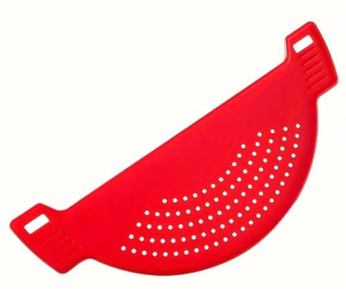 Scolapasta silicone,scolapasta da pentola,colino per pasta,adatto a tutte le pentole e padelle,perfetto per scolare pasta,verdura e frutta (rosso silicone mobido)