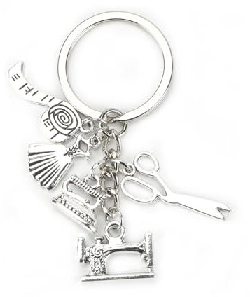 Kreativer Schlüsselanhänger Aus Edelstahl Mit Nähmaschinen-Schere Und Maßband, Geschenke Für Frauen, Personalisierter Schlüsselanhänger Als Geburtstagsgeschenk Für Guter Freundin Oder Mama