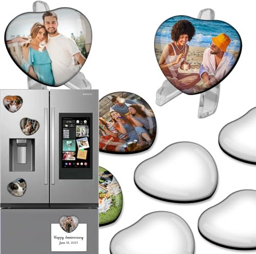 Custom Magnet Add Your Photo Refrigerator Locker Magnets - Personalized Picture Crystal Glass Fridge Magnets for Home Office Cabinets, Valentine's Day, Wedding, Decorate Home (Heart)