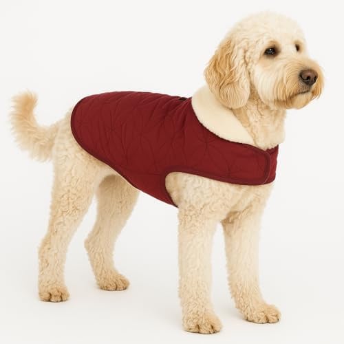 Flamingo Hundemantel Winter – Koda Bordeaux – 45cm – warm & modisch – Polyester – wasserabweisend – Fleece-Innenfutter – Klettverschluss – Geschirröffnung – hoher Kragen