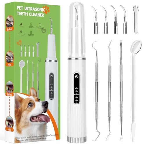 Yogaret Zahnsteinentferner Hund Ultraschall, Zahnreiniger für Haustiere, Zahnpflege Set, Zahnreinigung und Reinigungsset für Hunde Katze, IPX6 Zahnreinigung Set mit Austauschbare Reinigungsköpfe
