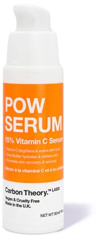 Carbon Theory POW 15% Vitamin C Face Serum 30ml | Targets Hyperpigmentation While Gently Exfoliating and Boosting Skin Glow. Enriched with Shea Butter for Tired Skin.