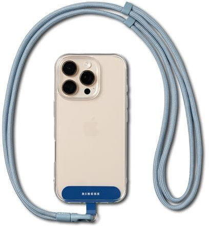 Ringke Holder Link Flow Shoulder Strap [Y-Type] mit TPU Tether Tab in Farbe, Verstellbarer Tangle-Free Seil Crossbody Schulterriemen mit Telefon-Tag für Universelle Handyhüllen usw. - Urban Blue