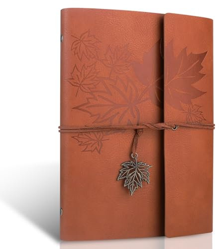 PU Leder Notizbuch A5 Ringbuch Nachfüllbar mit Innertaschen Budget Binder A5 Tagebuch für Erwachsene, 160 Vintage Seiten Blanko Nachfüllbar Reisetagebuch zum Schreiben für Mädchen Jungen (Braun)