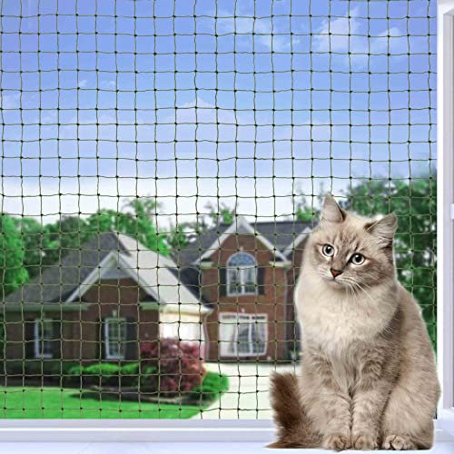 Tatamiyya Katzennetz Für Balkon, 10x3m Katzennetz Drahtverstärkt, Balkonnetz ist Robust Biss- Und Reißfest, UV- Und Witterungsbeständig, Zum Balkonen, Terrassen Und Fenstern(Olivgrün)