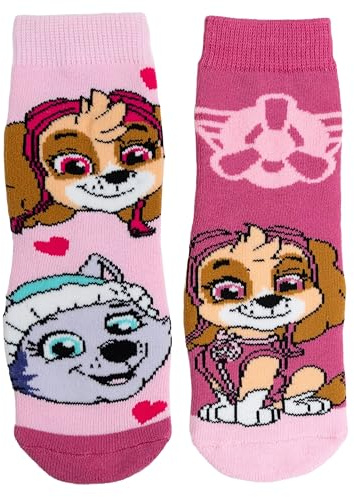 United Labels Paw Patrol Socken für Mädchen - Skye & Everest Kinder Sneaker Kindersocken Söckchen Rosa/Pink (2er Pack)