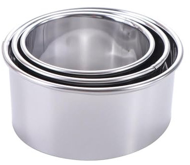 Runde Ausstechformen aus Edelstahl, 3 Stück, verschiedene Größen, Keksausstecher, Küchen-Backzubehör (runde Kante)