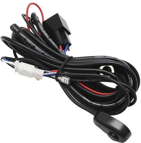 Ollanoos 180W 12FT 16AWG Kabelbaum Kabelsatz Relais Adapter | Hochtemperaturbeständiges Kabel-Set, Geeignet für Fahrzeugbeleuchtung und Tagfahrlicht, für 2 Lampe
