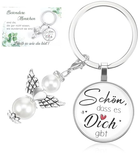 Ouligay Schön dass es Dich gibt Geschenke für Frauen Geburtstagsgeschenk Schutzengel Schlüsselanhänger Kleine Weihnachtsgeschenke Kleinigkeiten für Beste Freundin Schwester Mama Teenager Mädchen
