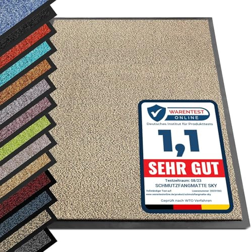 etm® Schmutzfangmatte - Fußmatte in vielen Größen - Türmatte Fußabstreifer für Haustür innen und außen (Ocker-Schwarz, 80x120 cm)