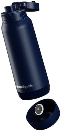 HidrateSpark PRO 2 Smart Ready Trinkflasche mit Silikondeckel, 907 ml, Marineblau