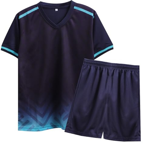 Fussball Trikot Kinder Set, Schnelltrocknende Sportbekleidung Jungen, Trainingsanzug Fußball Trikot Set T-Shirt und Shorts