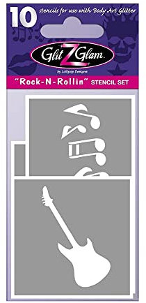 GlitZGlam Tatouages temporaires: Pochoirs Rock N Rollin pour Tatouages avec Paillettes.