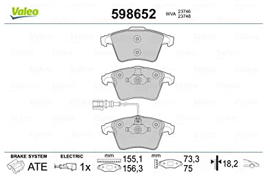 Valeo 4er-Set Bremsbeläge 598652, Vorderachse