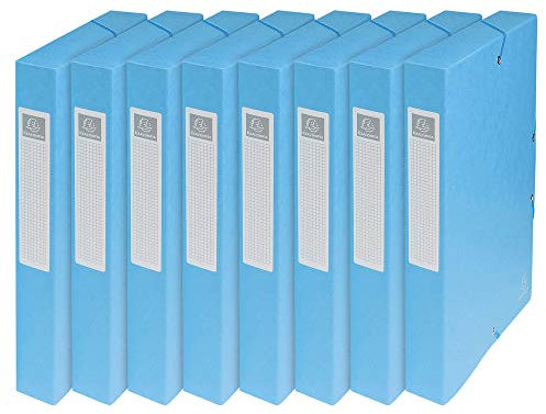 Exacompta 50406E 8er Pack Premium Sammelboxen Aufgebaut mit Gummizug 40 mm breit aus extra starkem Colorspan-Karton mit Rückenschild für DIN A4 Archivbox Heftbox Dokumentenbox Sammelmappe türkis