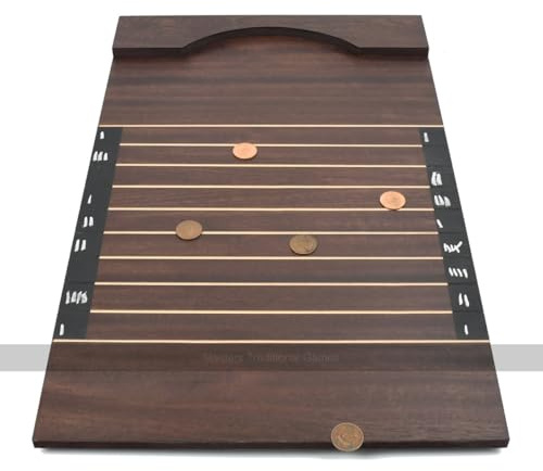 Masters Classic Shove Ha'penny Board | 61cm Wooden Shove Halfpenny Game with Real Halfpenny Coins - Made in UK