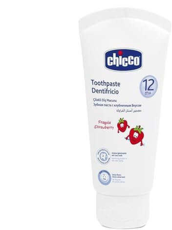 Chicco 00002321100000 Zahnpasta, Erdbeer-Geschmack, Ohne Fluorid, 12M+, weiß