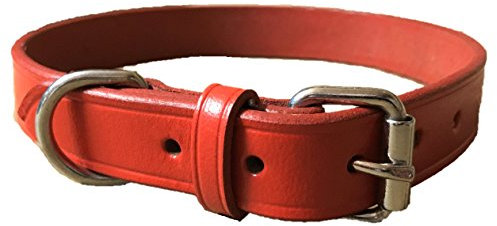 Hundehalsband, handgemacht, Leder, weich, robust, Gr. M, L, für Terrier, Spaniel, Labrador, Rot
