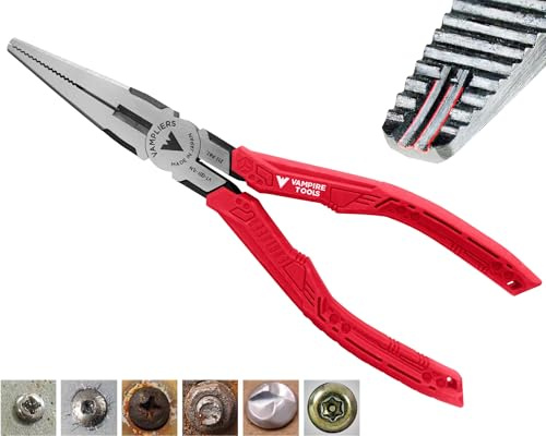 VamPLIERS Hochwertige Zange. 19,1 cm lange Spitzen-Spezialschrauben-Extraktionszange für Schäden/abisolierte/korrodierte/sichere Schrauben