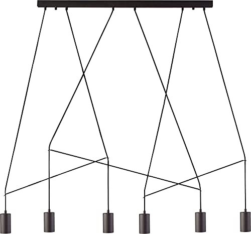 Licht-Erlebnisse XL Pendelleuchte Vintage schwarz 6-flammig Var. 2 GU10 Loftlampe Lampe Zylinder Form Hängelampe Wohnzimmer groß Innenlampe Beleuchtung innen