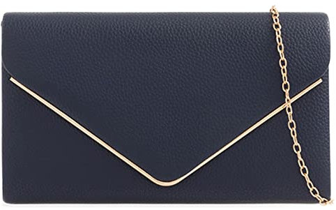 LeahWard Women's Faux Leather Flap Clutch Bags Wedding Party Handbags For Women (Navy)