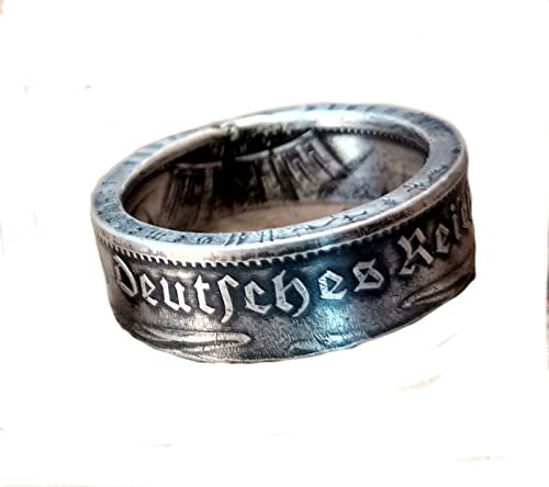 Coinring, Münzring, Ring aus Münze (5 Mark Deutschland 1934, 1935, 1936, 1938), 625er Silber - Double Sided coin ring - verschiedenen Größen, handgeschmiedetes Unikat