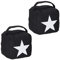 2 x Türstopper Stern, Türpuffer Stoff, Türsack Boden, hoch, mit Griff, dekorativ, HxBxT: 20 x 15 x 15 cm, schwarz