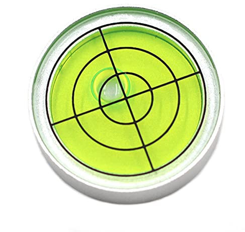 Chiloskit Bubble Spirit Level, 30mm Alloy Metal Shell Tube Level Circular Bullseye Level Inclinometers, Fluorescent Green