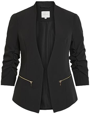 Vila Damen Vijoy 3/4 - Noos Blazer, Schwarz, 38 EU