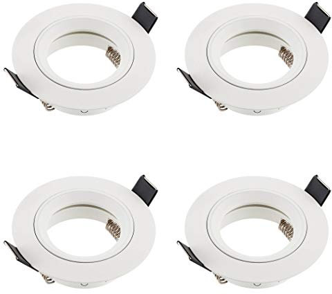 SEBSON Gehäuse für Einbaustrahler mit GU10 Fassung LED Halogen 230V - Einbaurahmen Aluminium Rund, Lochdurchmesser 65mm (min. 60mm, max. 70mm, Deckenbeleuchtung - 4er Set