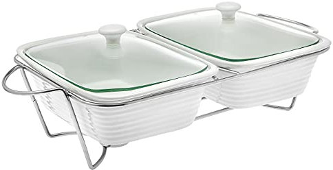 Oven to Table Double Baker Pan Holder Casserole Roasting Dish - 3qt
