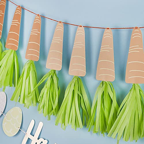 Club Green Karotten-Quasten-Papier-Wimpelkette, Peter Hase Party-Dekorationen, 1. Geburtstagsparty, Osterhintergrund, Kindergeburtstagsparty-Girlande, 2 m