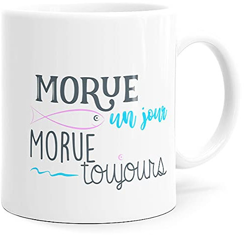 Mug Humour Morue Tasse Message drôle Rigolo. Idée Cadeau Original pour Amie Couple Amoureux Collègue Frère Sœur Femme Copine pour Anniversaire Noël St Valentin. Souriez dès le Réveil.